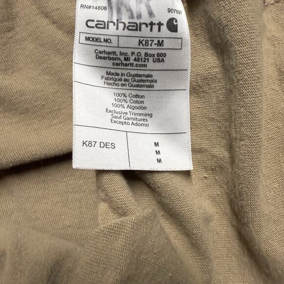 Carhartt T-Shirt Mens Medium Tan Loose Fit Short Sleeve Utility Workwear K87-M - Picture 4 of 7
